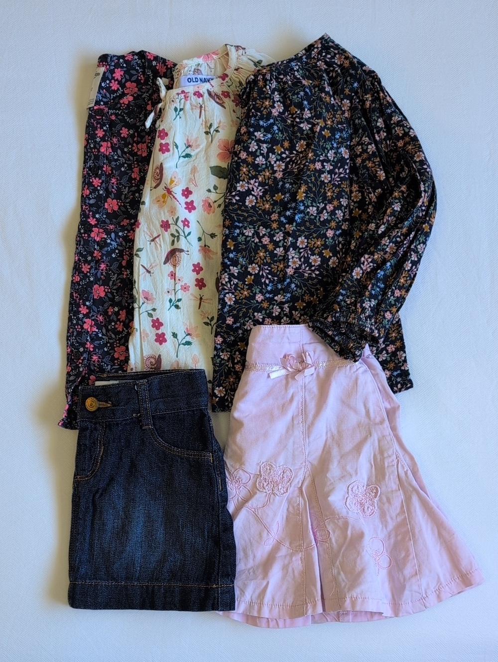 Old Navy Oshkosh 3T Floral Flowy Blouse Denim Cotton Skirt Lot 5 pc Bundle